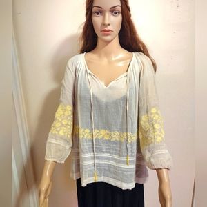 Anthropologie Floreat Embroidered Peasant Blouse, size XS
